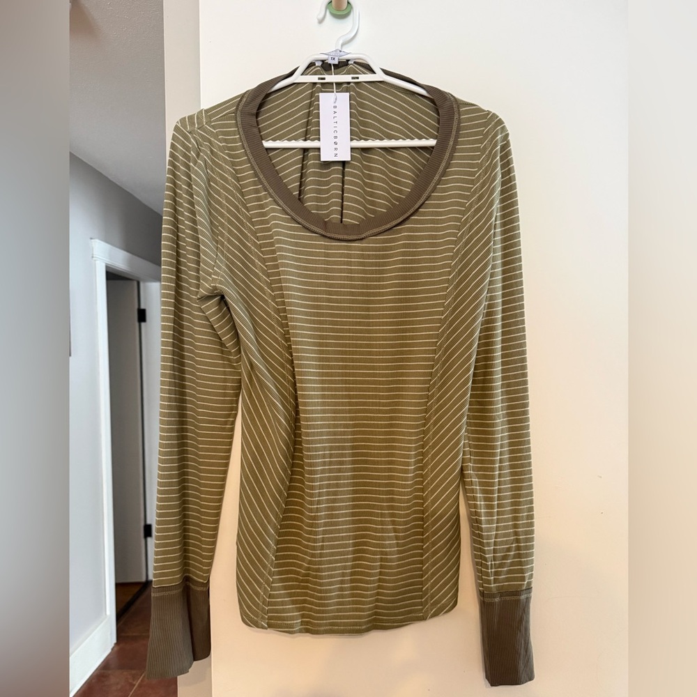 Baltic Born Olive Striped Long Sleeve Top